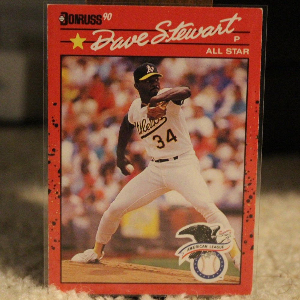 1990 Donruss Dave Stewart All Star #703 Oakland Athletics Baseball Card Vintage